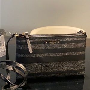 Kate Spade black glitter striped crossbody